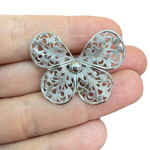 Vintage Jewelry Emmons Silver Tone Butterfly Brooch Pin